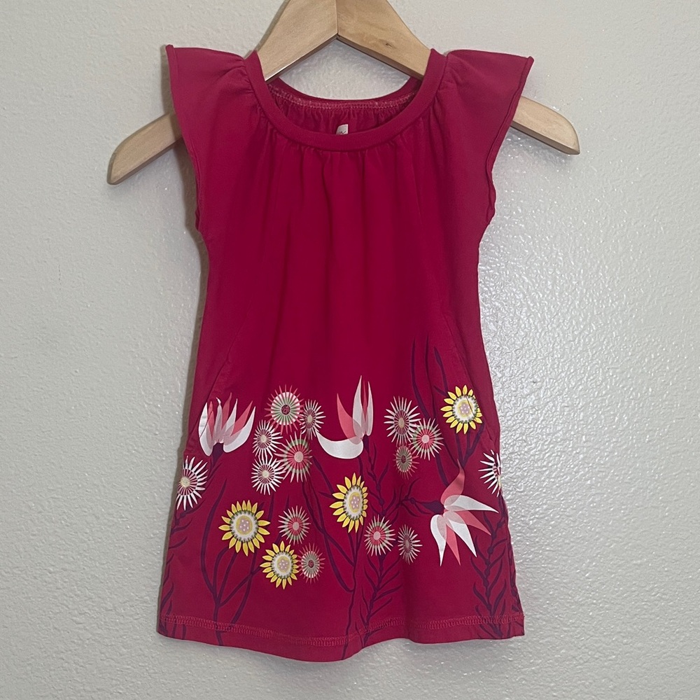 Tea Collection Floral Pink Short Sleeve Dress